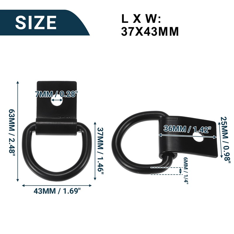 TUCKBOLD Car D-Ring Mounting Strap Rings 1/4 Inch Multi-Purpose Anchor