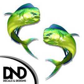 Mahi Mahi - Fish Decal Fishing Hunting Bumper Sticker "5in SET" F-0370 D&