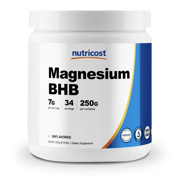 Nutricost Magnesium BHB Salts, Exogenous Ketone Supplement, 6.5g Beta-Hydroxybutyrate Per Serving, 250 Grams