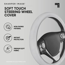 BDK Ultra Soft Gray Steering Wheel Cover for Men, Standard 15 inch Size, Comfy Grip Faux Leather Car Steering Wheel Cover for Truck Van SUV Auto