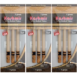 Kashmir Unbleached Tall Tubes with Natural Paper, for Convenient, Portable, and Easy to Use Three- Pack of 3