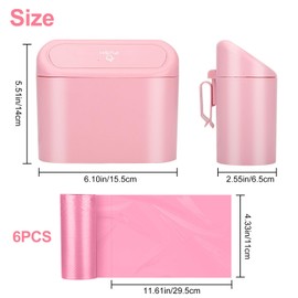 JOYSKY Car Trash Can Mini Trash Can Foldable Car Trash Bin with 100 Pieces Trash Bags Small Storage Box with Lid 15.5 x 6.5 x 14 cm