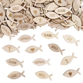 KOBOKO Pack of 100 Wooden Fish Decorative Confetti Christening Table Decoration Christening Decoration Confirmation Decoration Girls Boys, Communion Decoration Christening Decoration Confetti, Fish