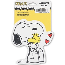 Peanuts Snoopy and Woodstock Hug Adhesive Vinyl Decal - Cute Snoopy Sticker for Car, Window or Laptop