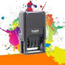 Trodat Printy 4750 Self-Inking Date Stamp - Personalise with Desired Text - 1 + 1 Line - 41 x 24 mm (Black)