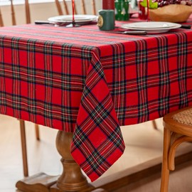 Joyfol - Mantel de Navidad a cuadros para el día de Navidad, mantel de cuadros rojos, rectangular, lavable, para cocina, comedor, fiestas, decoración de mesa de día festivo (55 x 120 pulgadas)