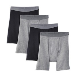 Fruit of the Loom Men's Premium Boxer Brief (4 Pack), Black/Gray, Small