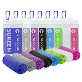 Sukeen - Paquete de 8 toallas de enfriamiento (40 x 12 pulgadas), toallas de enfriamiento para cuello y cara, toalla fresca de microfibra, toalla fría