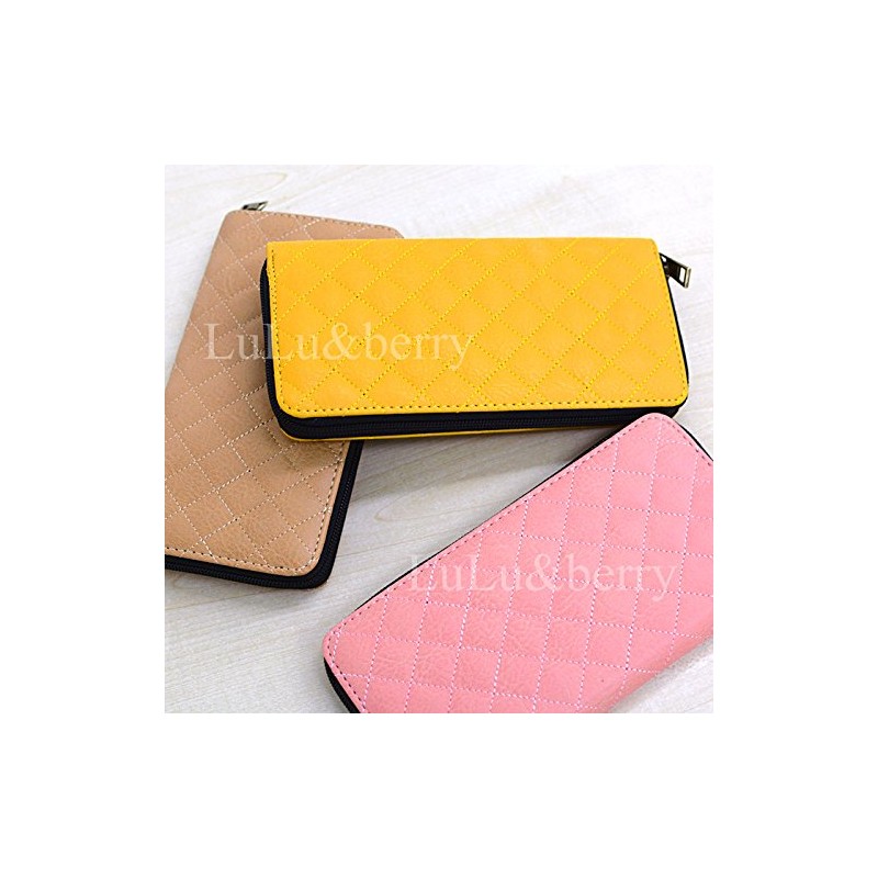 Lulu & berry Women's Long Wallet, Quilting, Zip Around Leather,