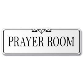 9x3 Inch Prayer Room Sign, Acrylic Self-stick Door Wall Signage Great for Home House (Elegant White)