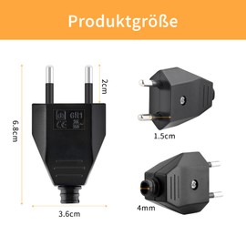 Pieces Euro Coupling Flat, Euro Coupling 230 V Flat, Schuko Coupling Flat, Euro Plug Flat for Schuko Plug Flat (White), Coupling 230 V (Black, 4 Pieces)