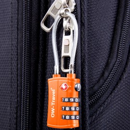 OW-Travel TSA Approved Luggage Locks (2 Pack) 3 Digit Heavy Duty Zinc Alloy Security Cable Padlock, Combination Padlocks, Code Lock for Suitcase, Zipper, Luggage, Bag, Case, Gym Locker (Orange)