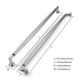 khtumeware 10 Pack 10 Inch(256mm) Polished Chrome Cabinet Pulls Heavy Duty Soild Cabinet Handles Kitchen Cabinet Hardware for Cupboard Drawer Handles