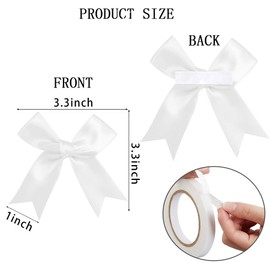 50 Pieces Gift Wrap Bows Premium Satin Ribbon Bows 3.3 Inch Craft Bows for Gift Wrapping DIY Treat Bags Holiday Gifts Bag Party Decorations, Wedding Decor Christmas Birthday Presents (White)