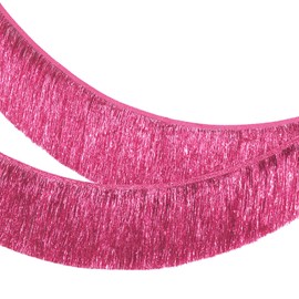 MOMAHUA White Fringe Garland,20CM Wide Sparkly Tinsel Fringing,2M Length Wall Hanging Metallic Foil Fringe Garland Banner,Shiny Streamers Party Backdrop for Wedding Birthday Car Parade Floats