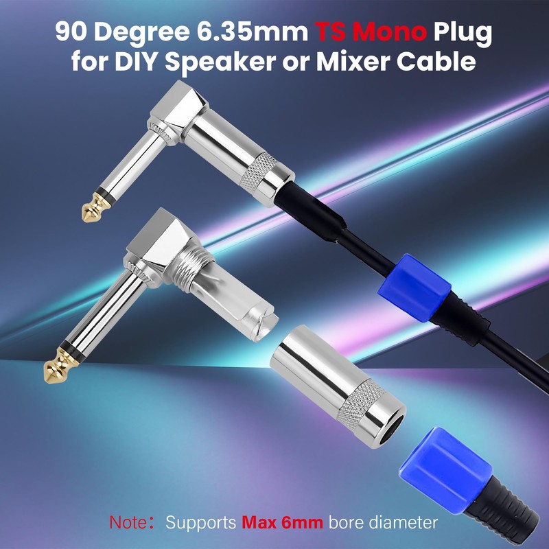 Togconn Right Angle 6.35mm 1/4 Inch TS Mono Plug 2
