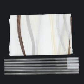 Eslir Roman Blind with Tabs, Transparent Tab-Top Kitchen Curtains, Modern Voile, 1 Piece, Wave Print