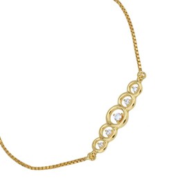 Vanbelle 18K Gold Plated Jewelry - Beaded Adjustable Bolo Bracelets with Cubic Zirconia Stones for Women