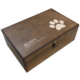 GUYTRENDz Pet Casket Wooden Keepsake Box, Large Memory Box for Keepsakes, Decorative Storage Box for Memories, Jewelry, & Photos, Memorial Boxes for Men & Women