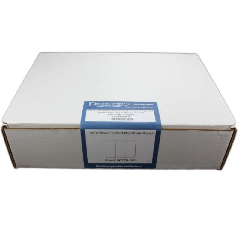 65lb Bright White Tri-fold Brochure Paper - 3 Panel Brochures