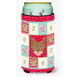 Caroline's Treasures CK5086TBC Australian Mist Cat Love Tall Boy Hugger, Red Can Cooler Sleeve Hugger Machine Washable Drink Sleeve Hugger Collapsible Insulator Beverage Insulated Holder