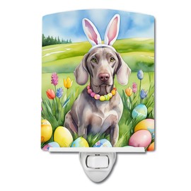 Caroline's Treasures Weimaraner Easter Egg Hunt Ceramic Night Light Compact, UL-Certified, Ideal for Bedroom, Bathroom, Nursery, Hallway, Kitchen, 6x4x3, Multicolor