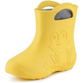 Ladeheid Eva Children's Wellington Boots, Rain Shoes, Lined, LA-CA-03, Yellow / grey