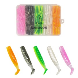 Crappie Lures Kit，100pcs Paddle Tail Swim Baits Soft Plastic Lures for Crappie Trout Bass Panfish Bluegill Walleye Catfish