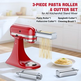Pasta Maker Attachments Set for all KitchenAid Stand Mixer, KSMPRA 3-Piece Pasta Roller & Cutter Set, Kitchen Aid Stand Mixer Attachment, including Pasta Sheet Roller, Spaghetti & Fettuccine Cutter