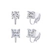 QUKE 2 Pairs Clip On Stud Earrings 7MM Cubic Zirconia