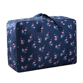 Storage Bag, 100 L, Large, Waterproof Underbed Storage Bag with Zip, Foldable Organiser Made of Durable Oxford Fabric with Handle for Duvets, Cushions, Clothes, Blue