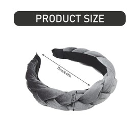 MisFun Pack of 2 Velvet Headbands, Women's Headbands, Braided Headband, Vintage Padded Headband, Wide Hair Band, Headband for Women and Girls (Grey, Brown)