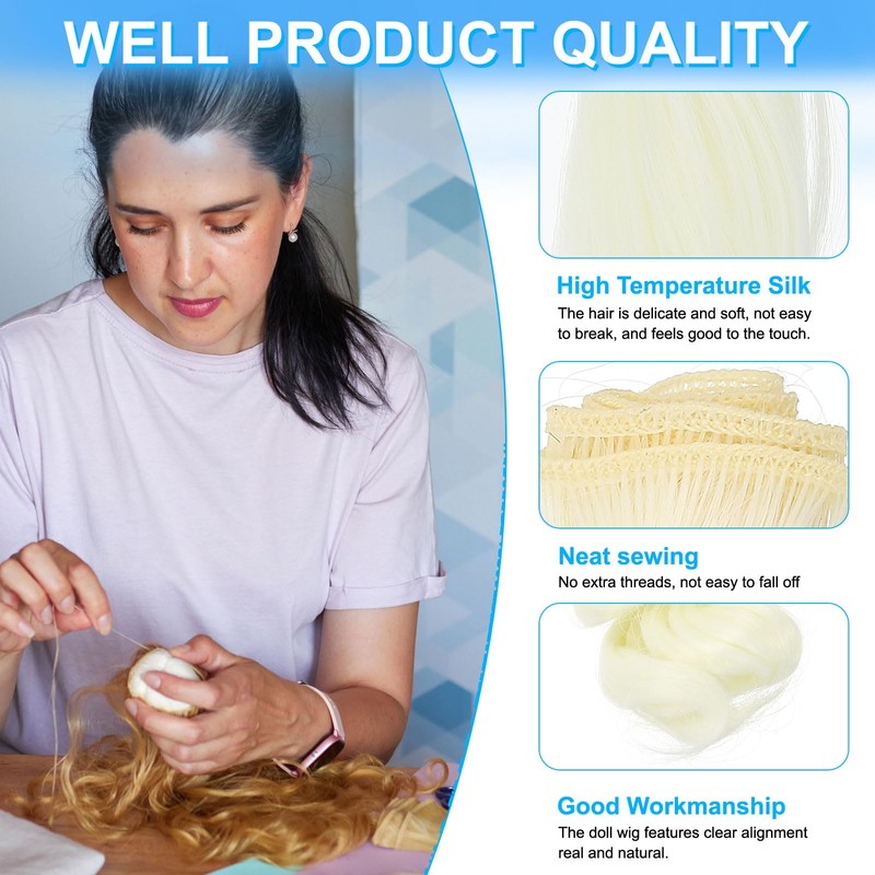 PATIKIL 20CM Doll Hair Wigs, 5 Pcs High Temperature Silk