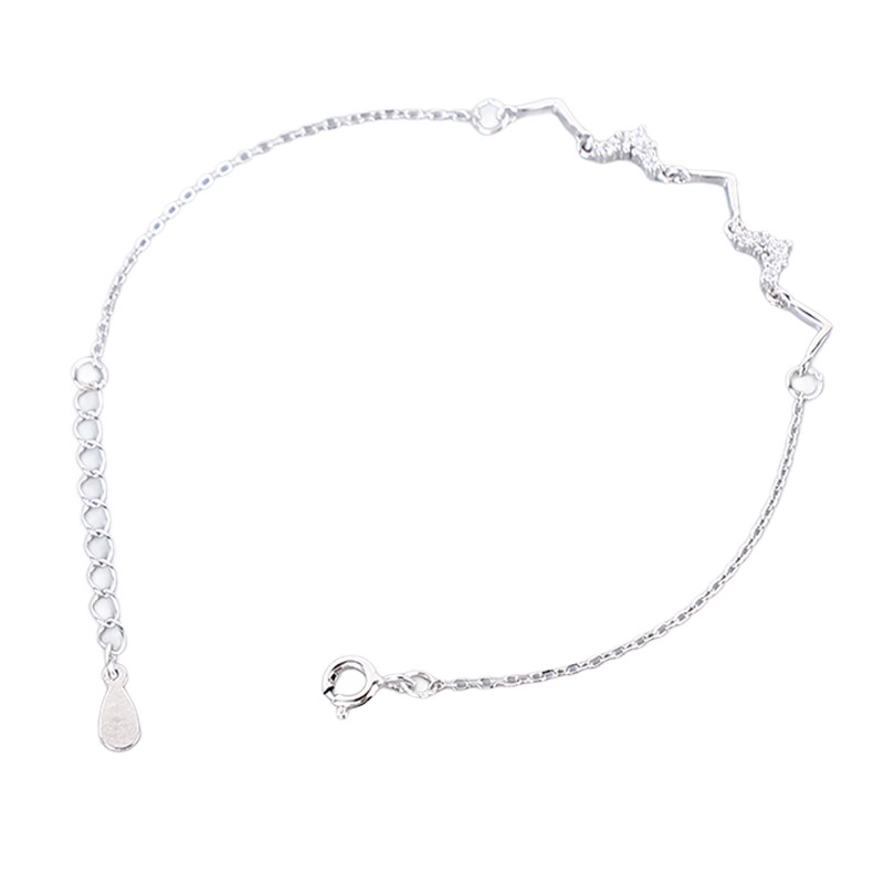 S925 Sterling Silver Heartbeat Wave Bracelet Geometric Wave Bling Fine