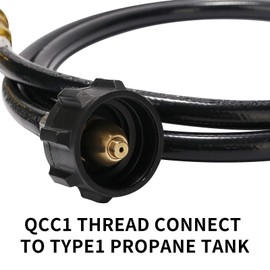 Roastove 5 Feet Propane Tank Extension Hose with Gauge,Converts POL LP Tank to QCC1 for Gas Grill, Stove and More Propane Appliances
