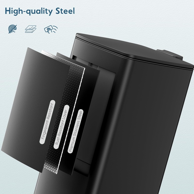 Arlopu 8 Gallon 30L Slim Square Stainless Steel Step Trash