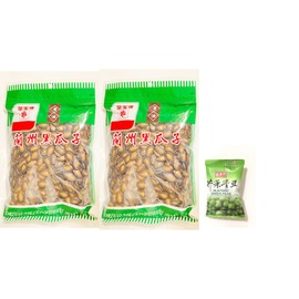 2 Pack Golden Crop Dried Melon Seeds With Soy Sauce Flavor (12 Oz Each) And 1 Mustard Green Peas