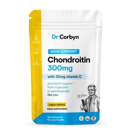 Dr Corbyn Chondroitin Sulfate 300mg with Vitamin C (120 Tablets) | 90% Marine Chondroitin Supplement + Vitamin C | Maintenance of Normal Bones & Cartilage | Collagen Formation