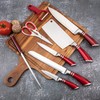 Kitchen Knife Set, 9-Piece Red Knife Set with Acrylic Block,