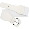 BlackButterfly Wide PU Elastic Stretch Thick Buckle Waist Belt (White,