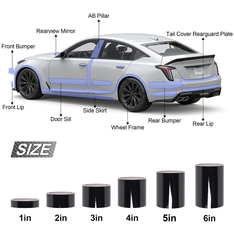 Lypumso Gloss Black Vinyl Wrap for Chrome Delete, 4 Inch