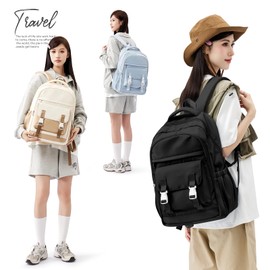 WEPLAN School Backpack,Casual Travel Daypack 15.6 Inch Laptop Backpack for Teenage, College Rucksack Lightweight Bookbag,Black