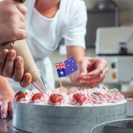 Flag Toothpicks 100PCS Mini Australia Flags On Sticks Food Flags Toothpick Cupcake Toppers Mini Cocktail Stick Flag Decor for Independence Day Party Bar, On Sticks