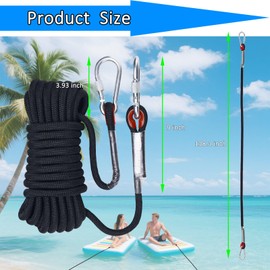 SCCUP® 157 Inch Foam Water Pad Bungee Cord,Lily Pad Floating Mat Bungee Cord with 2Pcs 3.9Inch Locking Carabiners, Foam Lake Mat Cord Floating Mat Tether Kit for Secure Mooring,Fixed Float Pad