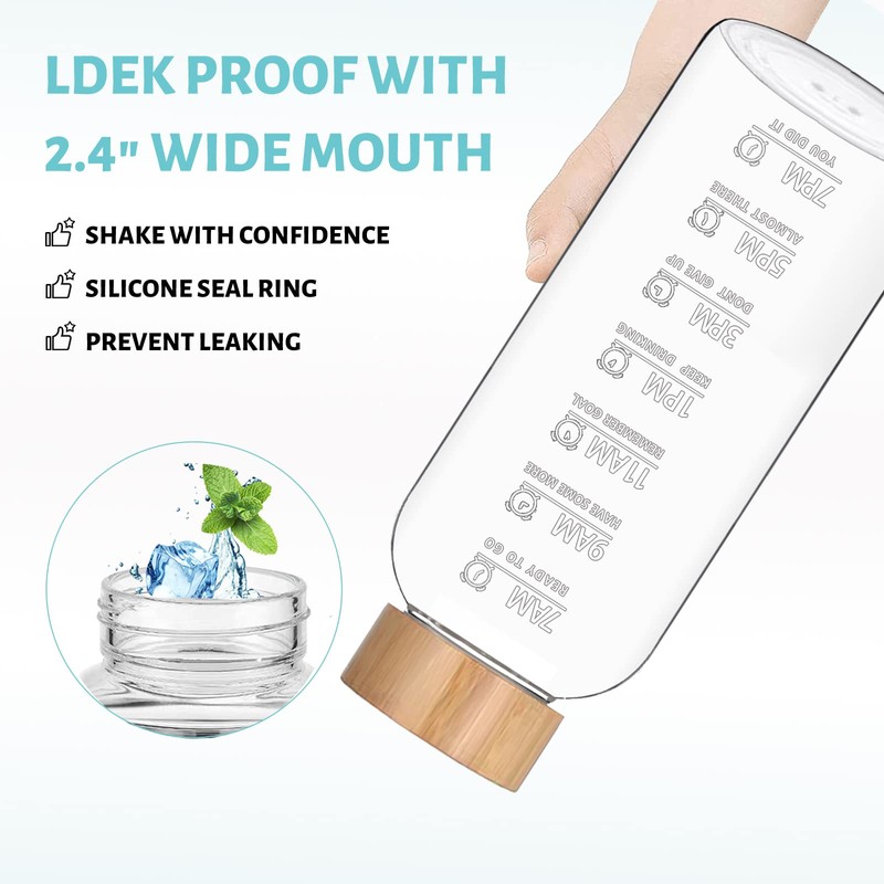 RNCKUUE 1 Liter Glass Water Bottles - 32 oz Large