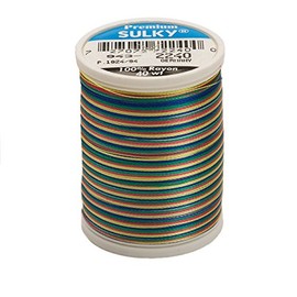 Sulky Of America 268d 40wt 2-Ply Variegated Rayon Thread, 850 yd, Green/Coral/Blue/Yellow