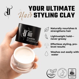 David Darko Hair Clay for Men – 100% Natural Matte Finish | Medium Hold, Easy to Wash Out | Texturizing & Styling Clay | USA-Formulated 2.82 oz