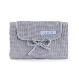 Mi bollito Baby Changing Mat Portable Foldable Waterproof 100% Waffle Cotton Fabric Easy to Store in Maternity Bag Ideal Newborn Gift (Light Grey)