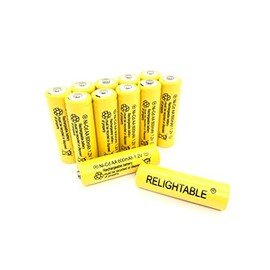 Relightable NiCd AA/AAA 600mAh 1.2V Rechargeable Batteries for Solar Lights, Garden Lights and Remotes (12PCS AA 600mAh Batteries)