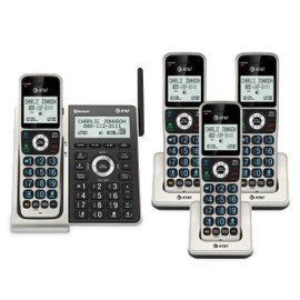 AT&T BL3107-4 4-Handset DECT 6.0 Cordless Home Phone with Bluetooth, Answering System, Smart Call Blocker, Extended Range, 2" Backlit Screen, Lighted Keypad with Big Buttons, Caller ID & Call logs